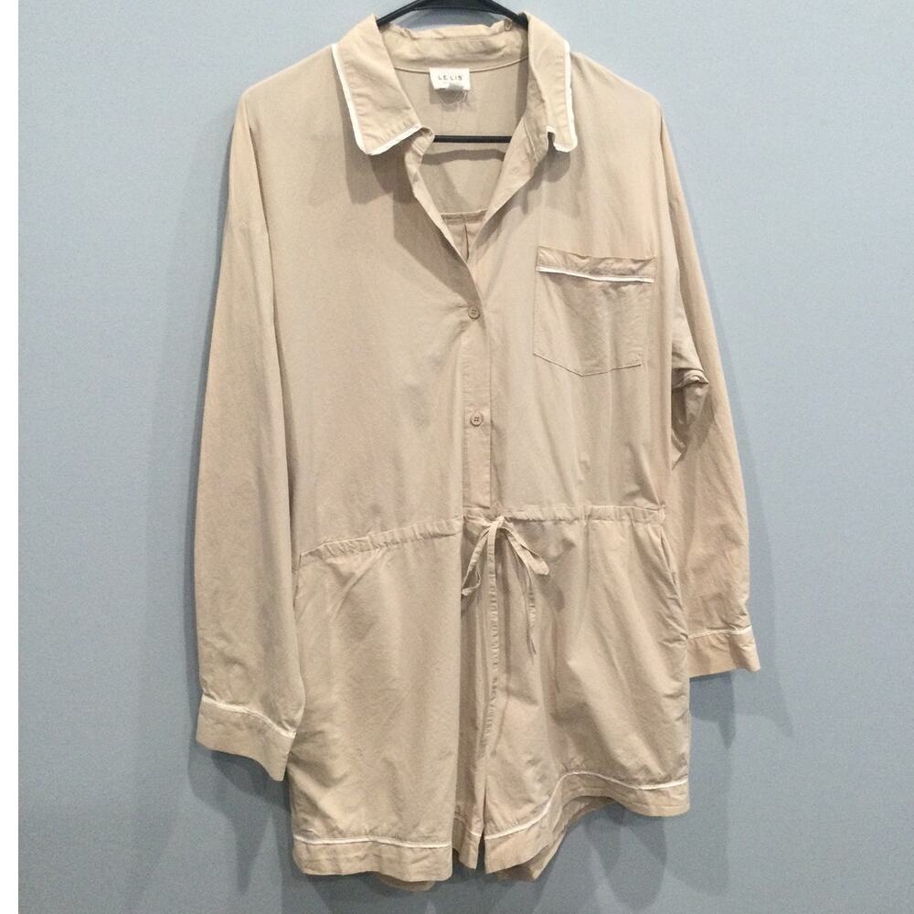 Le Lis Womens Long Sleeve Romper Medium‎ Cotton Classic Minimalist Beachy